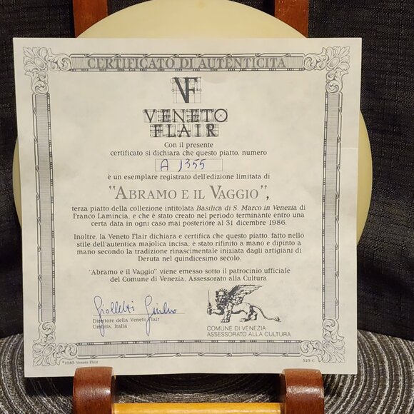 Abramo E IL Vaggio - Veneto Flair - Collectable Plate - Picture 7 of 7